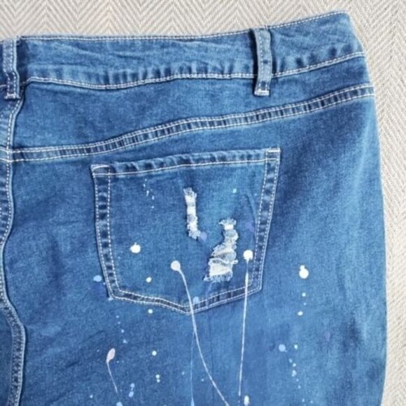 Ashley Stewart Jeans Size 24 (44x26) Distressed Paint Splatter Rhinestones NWT - Picture 11 of 16